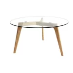 Table basse ronde plateau en verre 80 cm