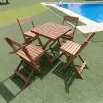 Table de jardin Pliable en bois avec 4 chaises