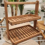 Plateau à deux étages en bois massif – Image 2