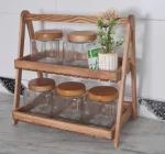 Plateau à deux étages Polyvalent en bois massif – Image 2