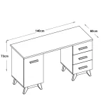 Bureau avec Tiroir et Étagère Blanc/Chêne 140cm – Image 3