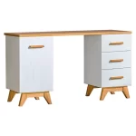 Bureau avec Tiroir et Étagère Blanc/Chêne 140cm