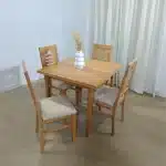 Table de salle à manger en Bois Massif Carrée + 4 chaises – Image 2