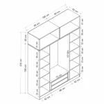 Dressing avec étagères et penderie 15 espaces de stockage blanc – Image 8