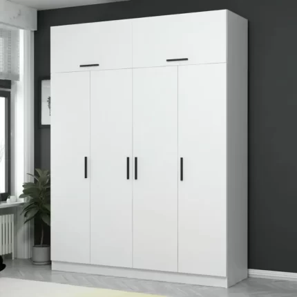Dressing avec étagères et penderie 15 espaces de stockage blanc
