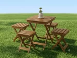 Table Basse en bois avec 4 Tabourets – Image 2