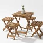 Table Basse en bois avec 4 Tabourets