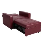 Fauteuil Convertible, Cuir Rouge bordeaux – Image 3