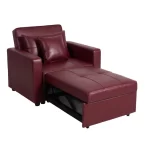 Fauteuil Convertible, Cuir Rouge bordeaux – Image 4