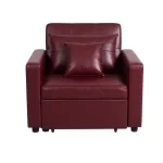 Fauteuil Convertible, Cuir Rouge bordeaux – Image 6
