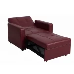 Fauteuil Convertible, Cuir Rouge bordeaux – Image 7