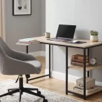 Bureau en métal noir avec Étagères Intégrées